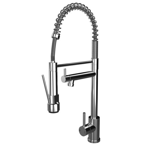 Monobloc Kitchen Sink Mixer Tap with Pull-Out Rinse Spray - Brushed ...